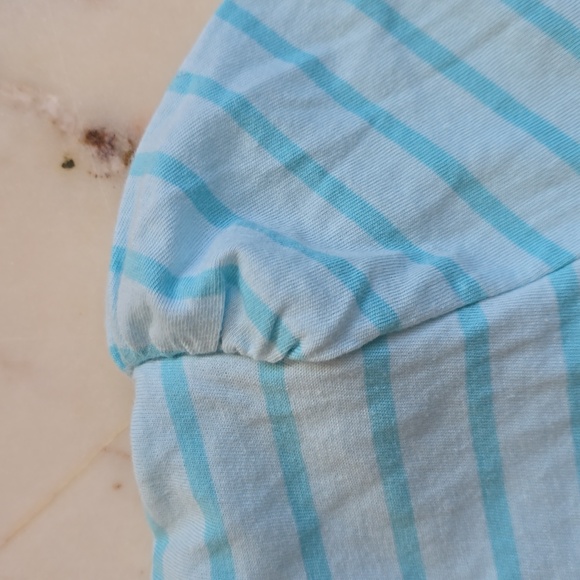 J. Crew aqua & white stripe puff sleeve t-shirt size medium - Picture 3 of 11